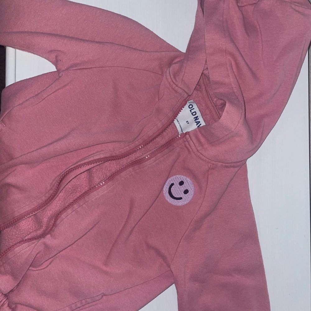 Old Navy Pink Zip-Up Hoodie with Smiley